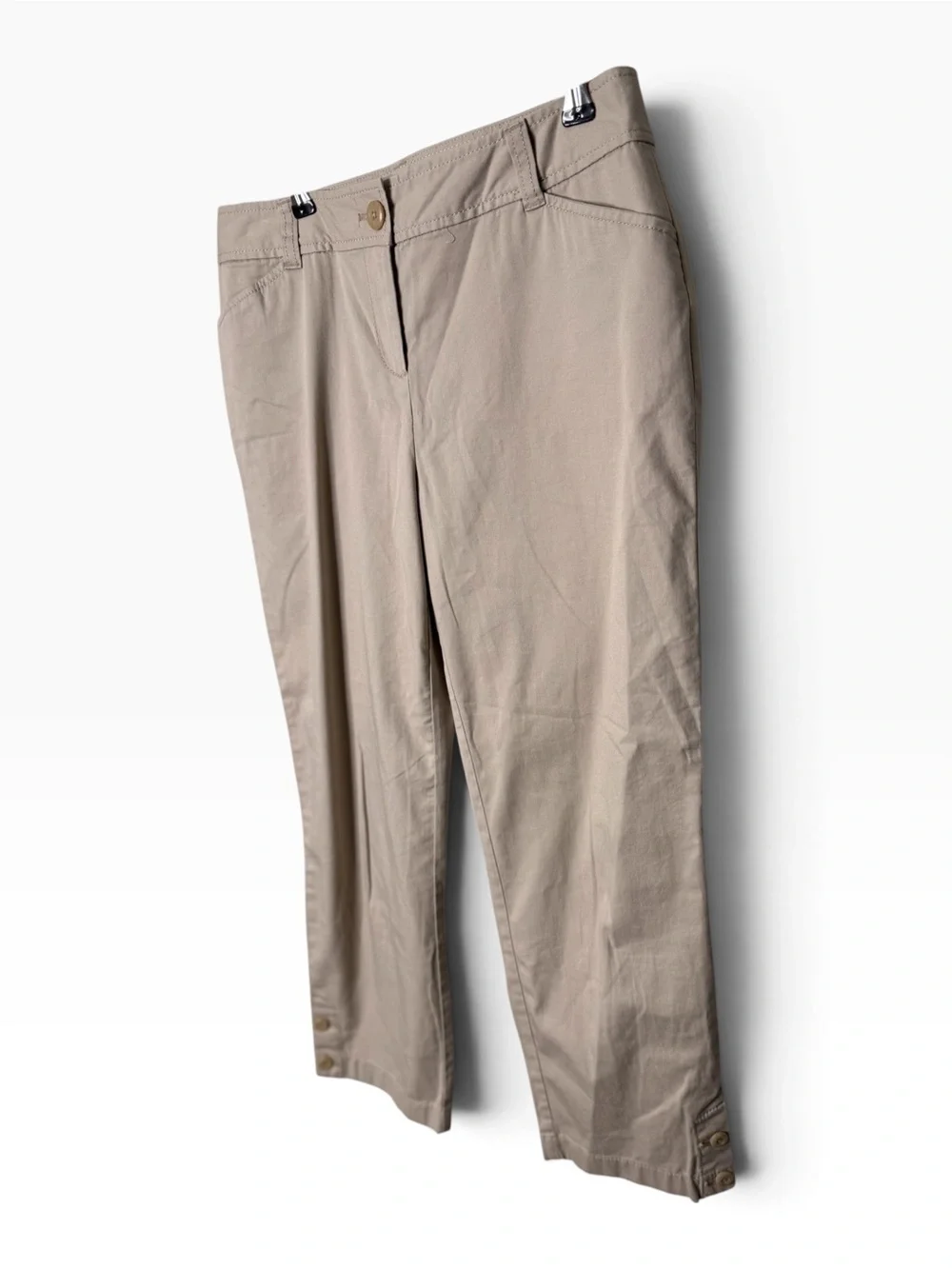 LOFT Tan Beige Size 2 Curvy Crop Pants Capris Button Hem